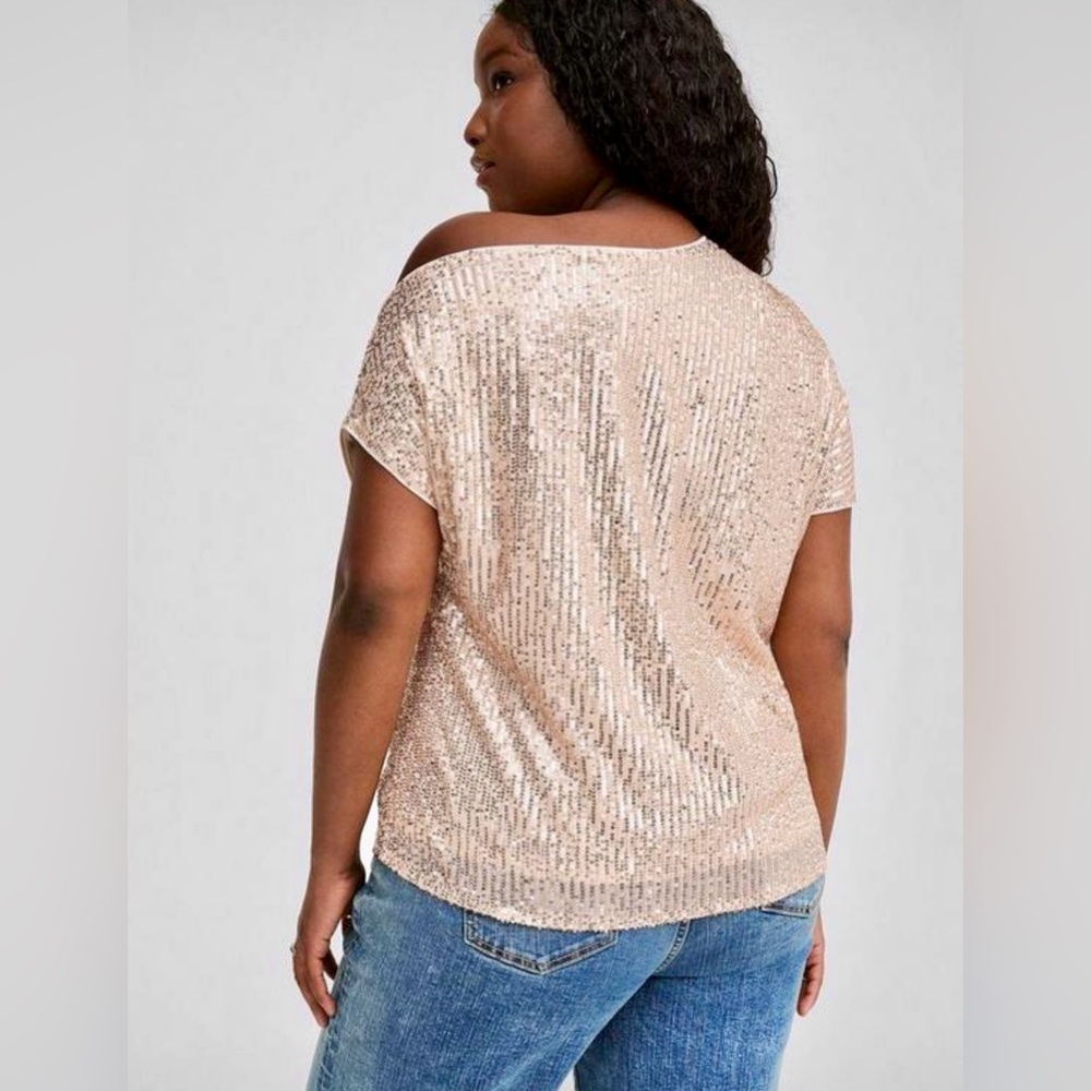NWT Torrid Off Shoulder ✨ Gold ✨ Sequin Top - Picture 3 of 8